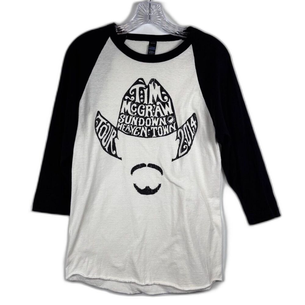 Tim McGraw Sundown Heaven Town Tour 2014 Raglan Baseball Shirt 3/4 Sleeve Sz S
